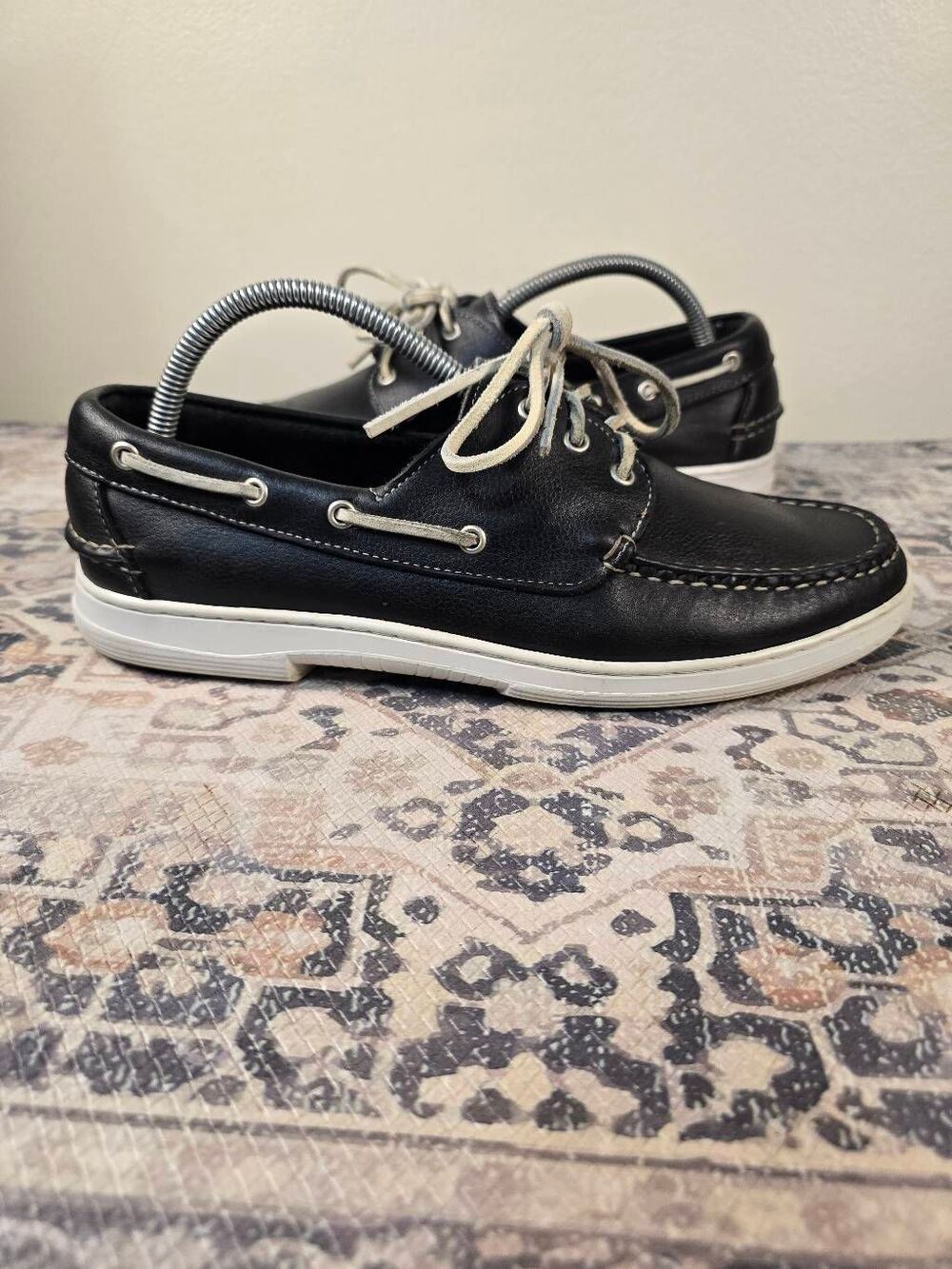 Allen Edmonds Maritime Boat Shoes Black White Soles Men’s Size 9